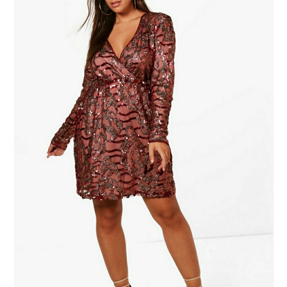 Plus Two Tone Sequin Dress